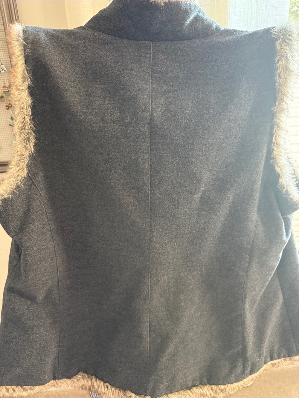 J. Jill Charcoal Gray Vest with Faux Fur Trim - Picture 4 of 4